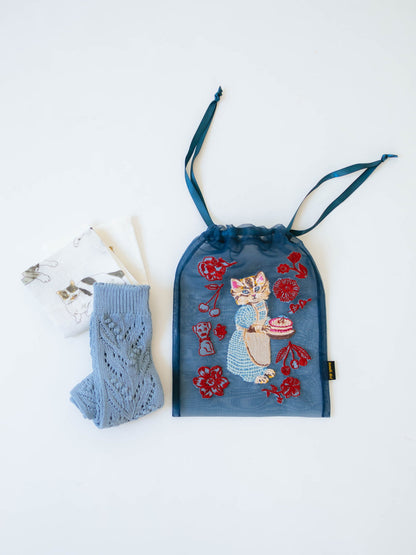 Nathalie Lete／Organdy Drawstring pouch（巾着刺繍ポーチ）
