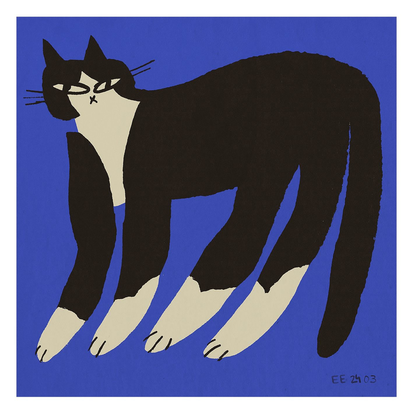 アートポスター ENIKŐ KATALIN EGED／Cat in Blue（50cmx50cm）